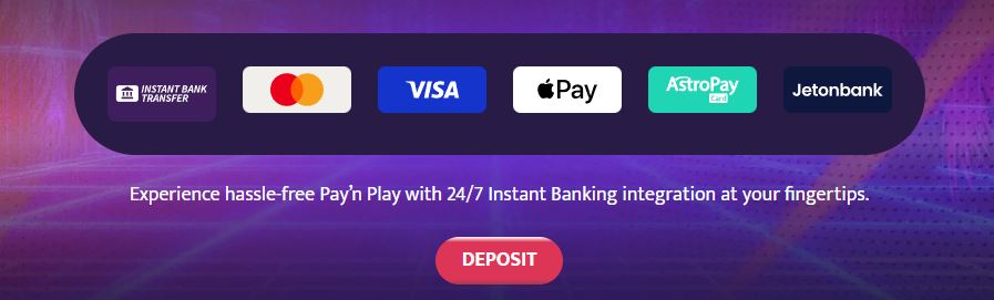 Gör snabba insättningar med Visa och Apple Pay