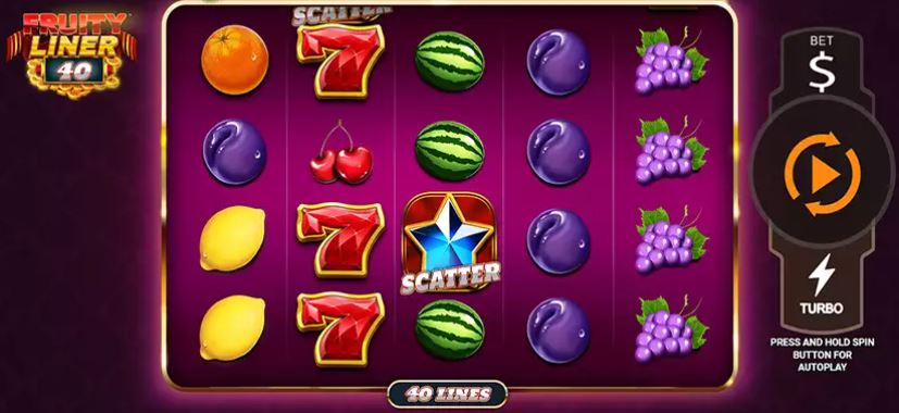 Snurra klassiska fruktsymboler med 40 linjer i Fruity Liner slot